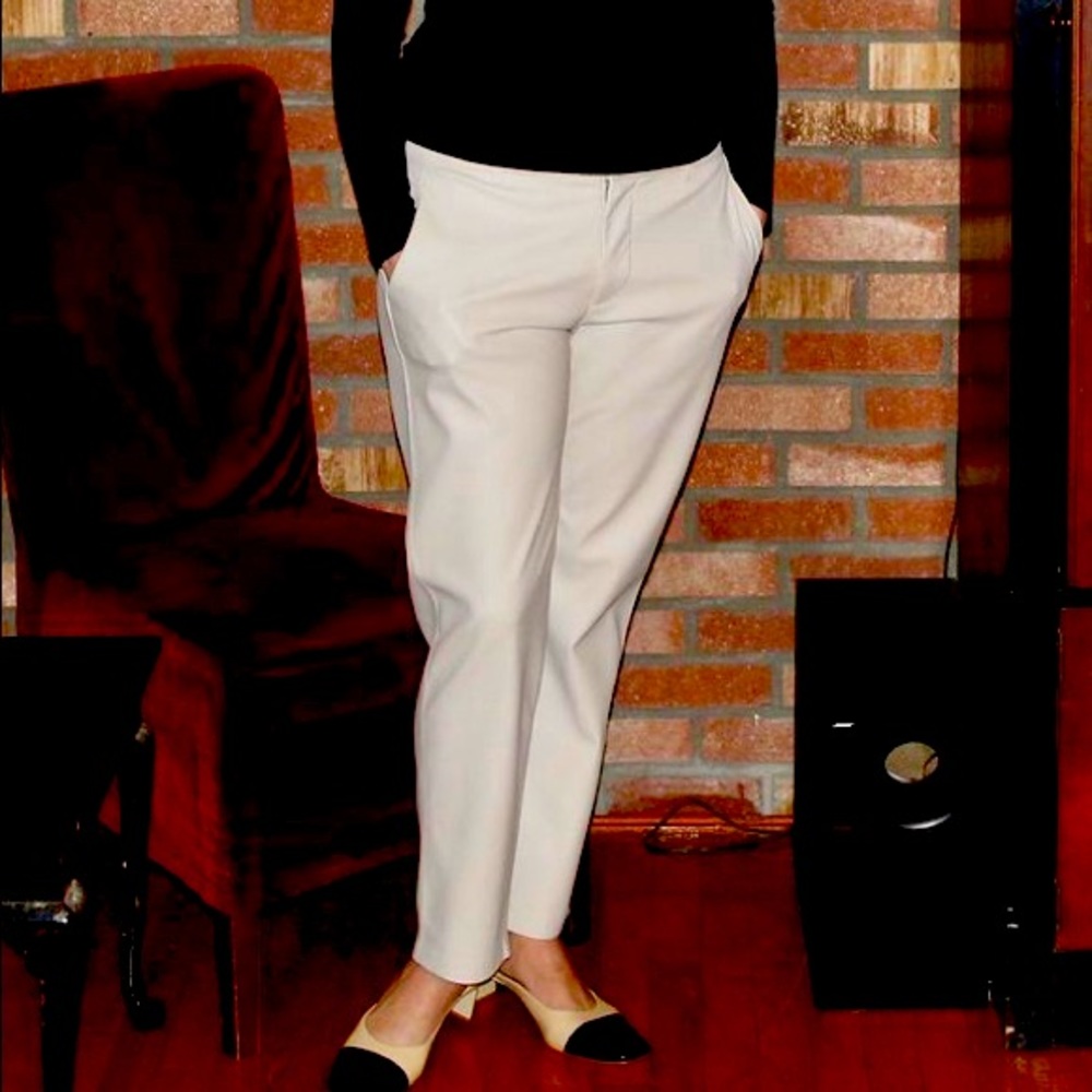 Zara cream colored faux leather - brand new - mid-rise pans size USA 8